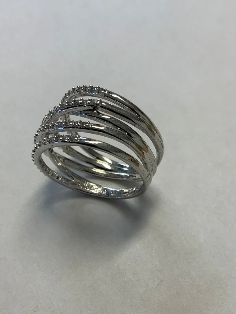 Stella & Dot Silver Multi-Band Crystal Stack Ring